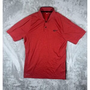 Nike Tiger Woods Collection Polo Shirt Mens Small Red Dri-FIT Performance Golf